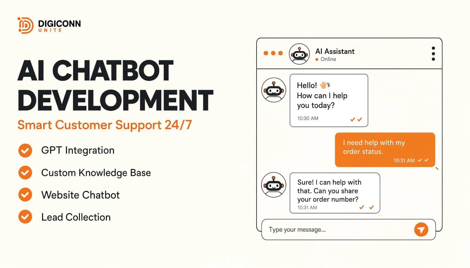 I will create AI chatbot for customer support and lead generation