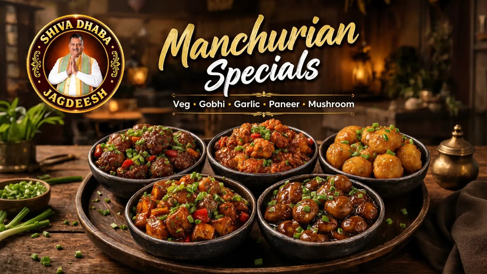 Manchurian – Veg, Gobhi, Garlic, Paneer & Mushroom