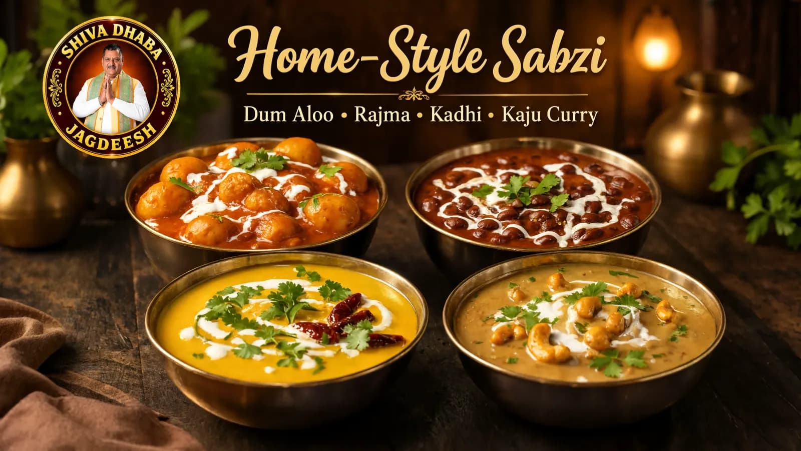 Home-Style Sabzi – Dum Aloo, Rajma, Kadhi & Kaju Curry