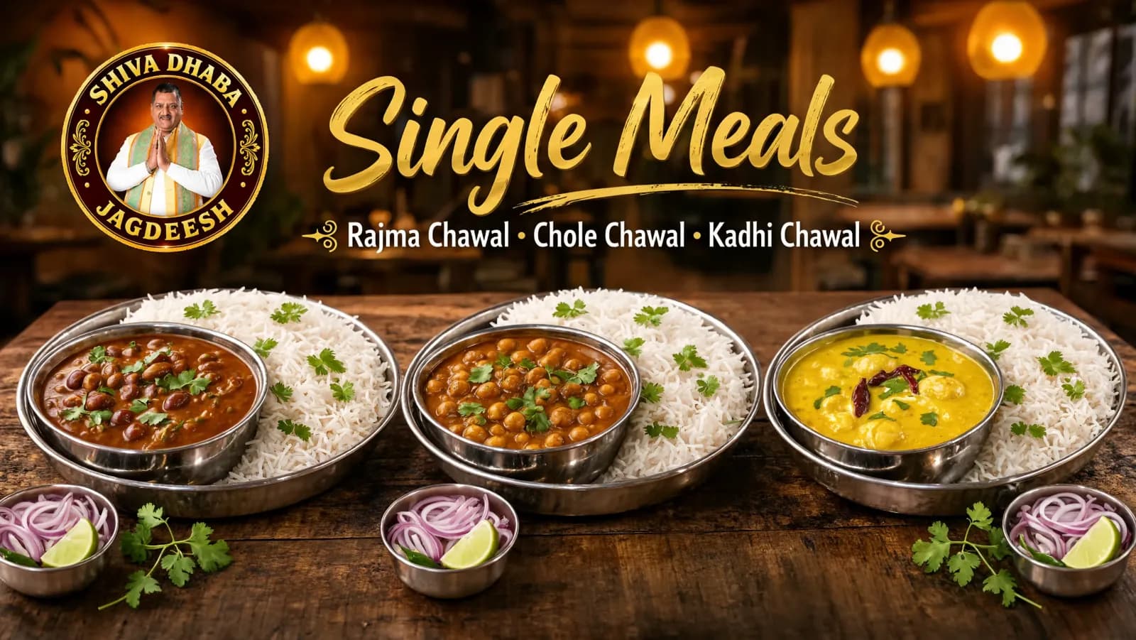 Single Meals – Rajma Chawal, Chole Chawal & Kadhi Chawal