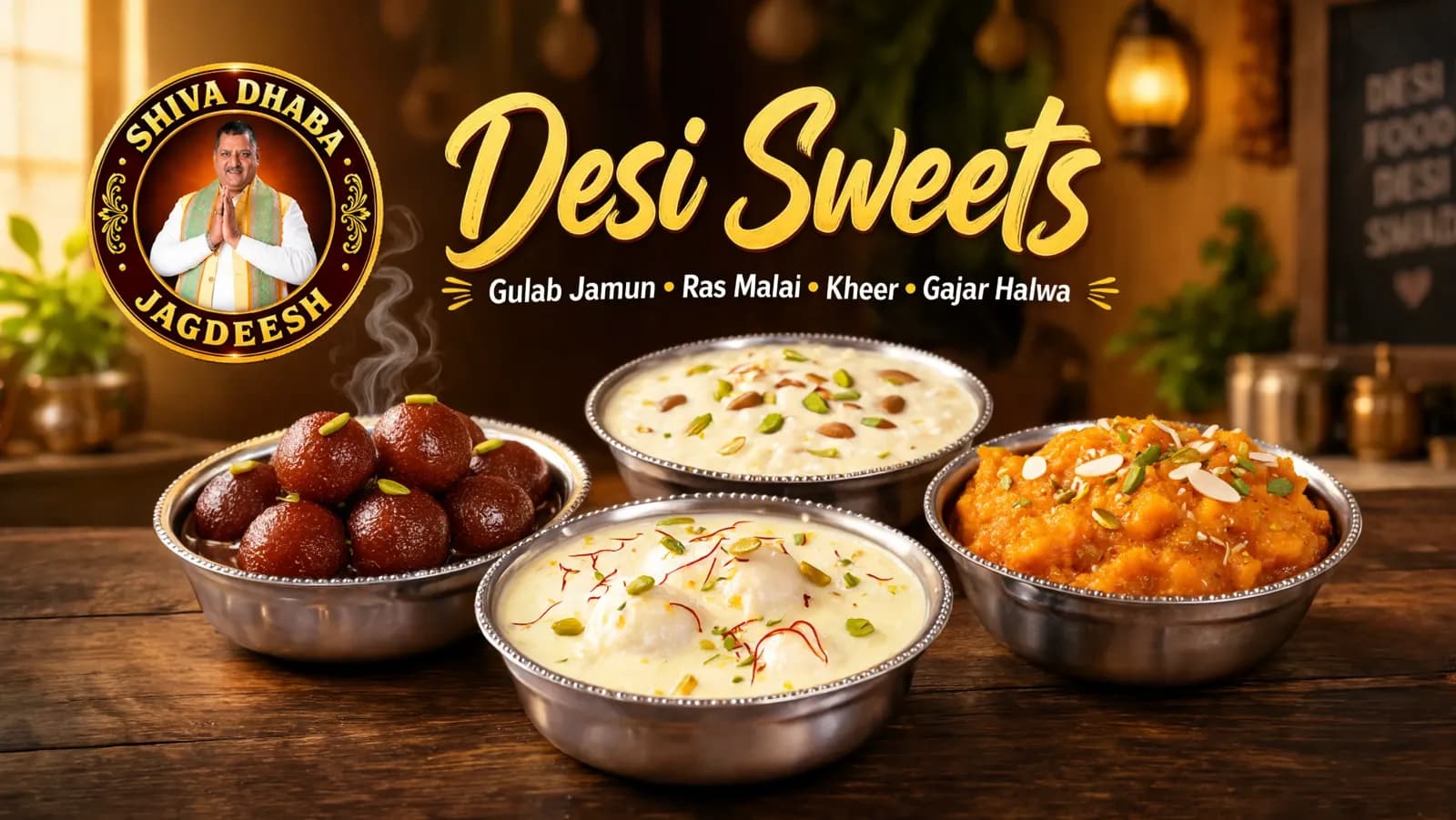 Desi Sweets – Gulab Jamun, Ras Malai, Kheer & Gajar Halwa