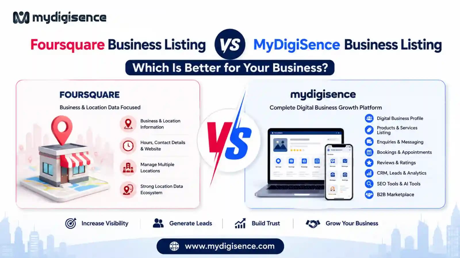 Foursquare Business Listing vs MyDigiSence Business Listing: Which Is Better for Your Business?